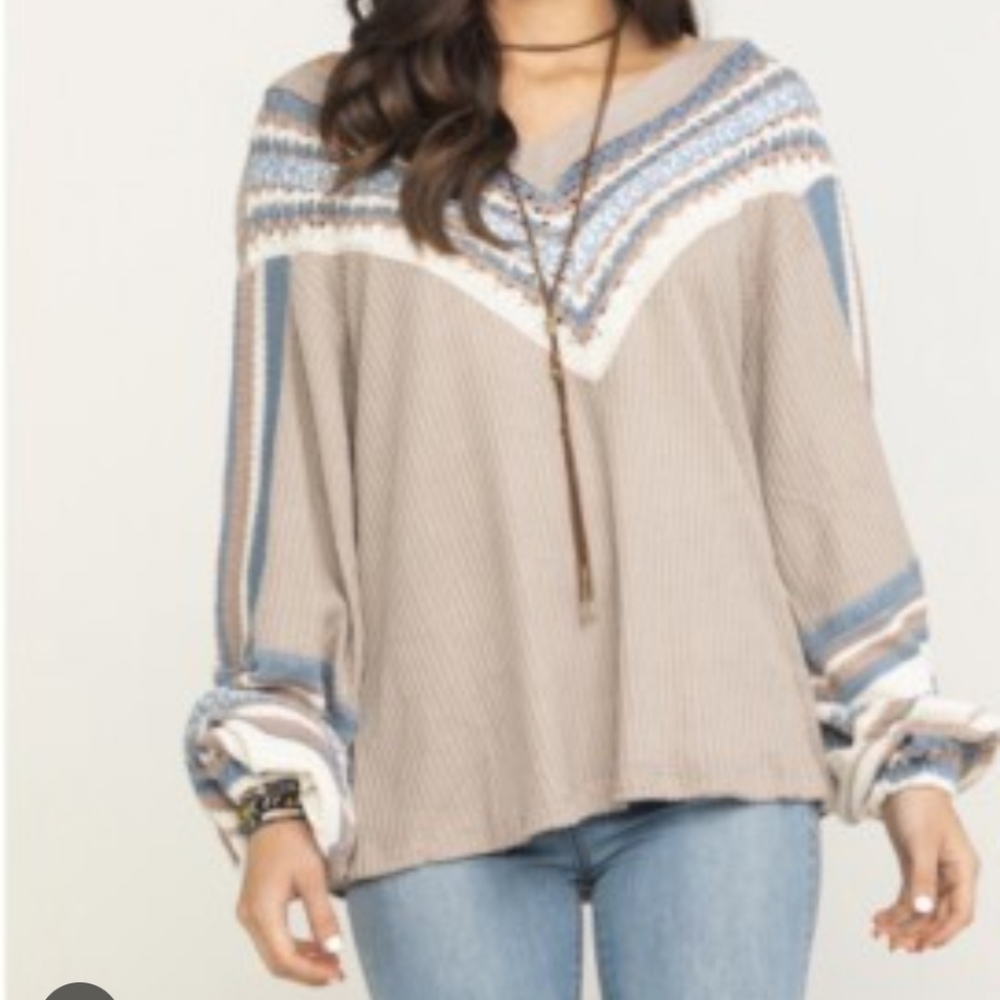Free People Copenhagen Women's Striped Knitted V-Neck Sweater